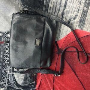 Perlina Black Leather Satchel